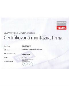 Certifikát VELUX